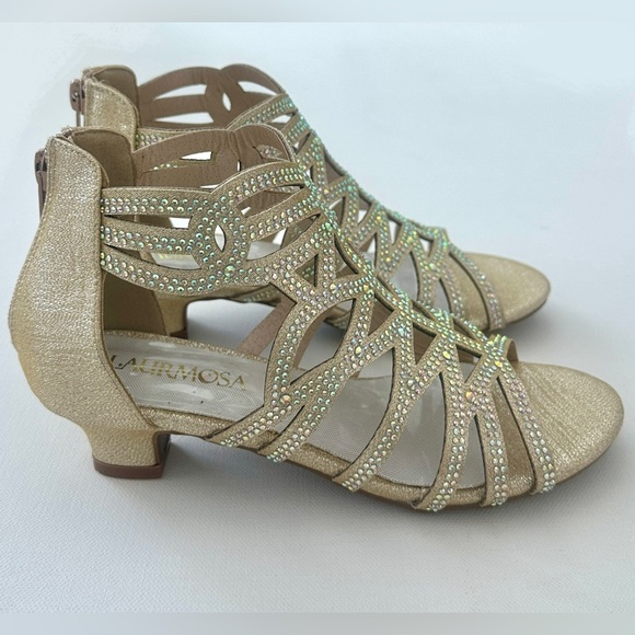 Laurmosa girl’s sandals gold high heels formal shoes.  Size 3. - Picture 2 of 11